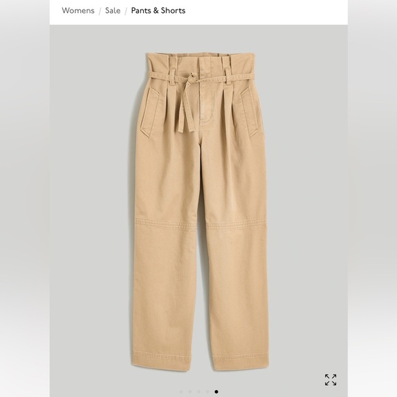 NWT MADEWELL Paperbag Trench Trousers in (Re)generative Chino Color Khaki Sz 12 - Picture 5 of 11